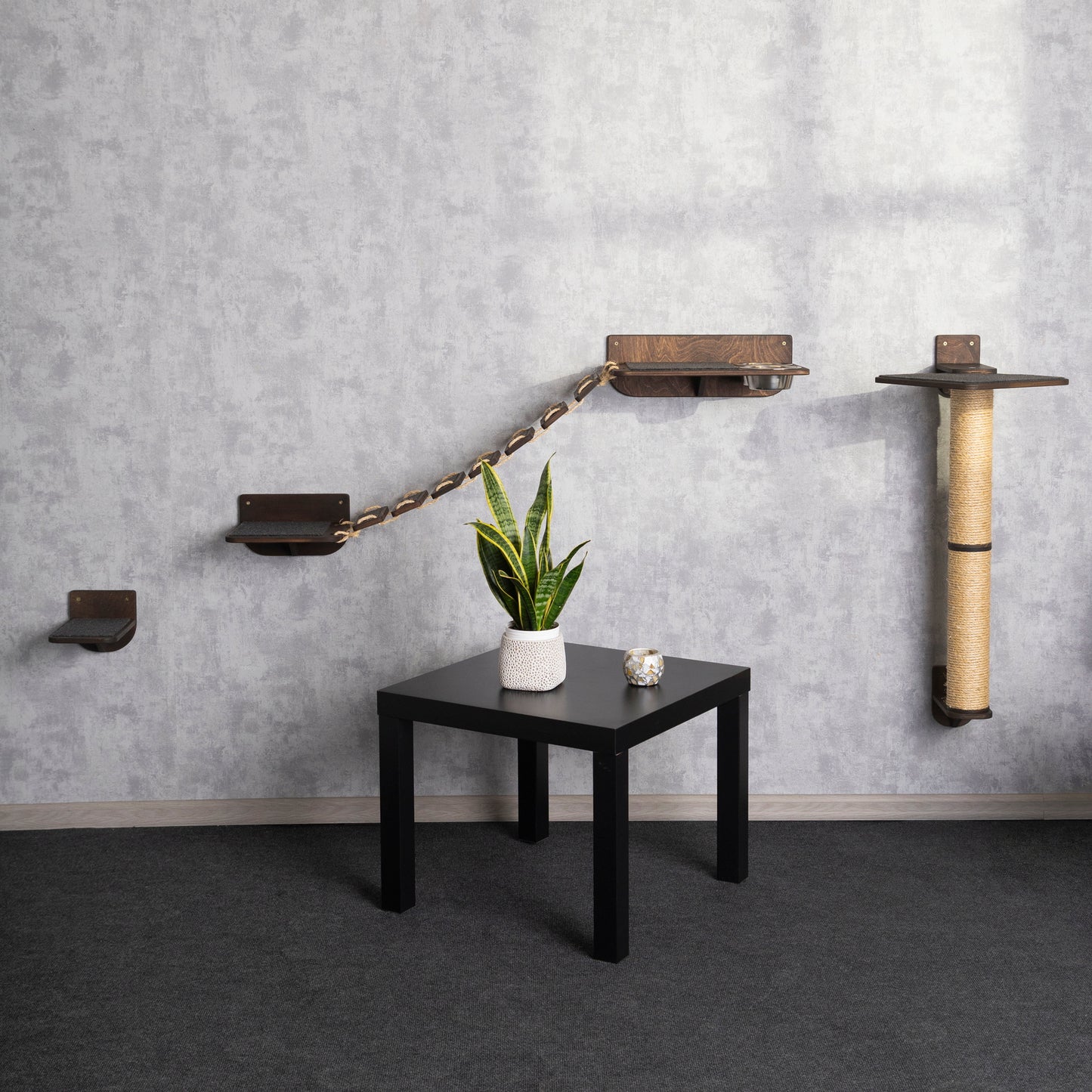 scratching post for cats, cat slow feeder, cat wall shelves, cat walkway, cat bridge