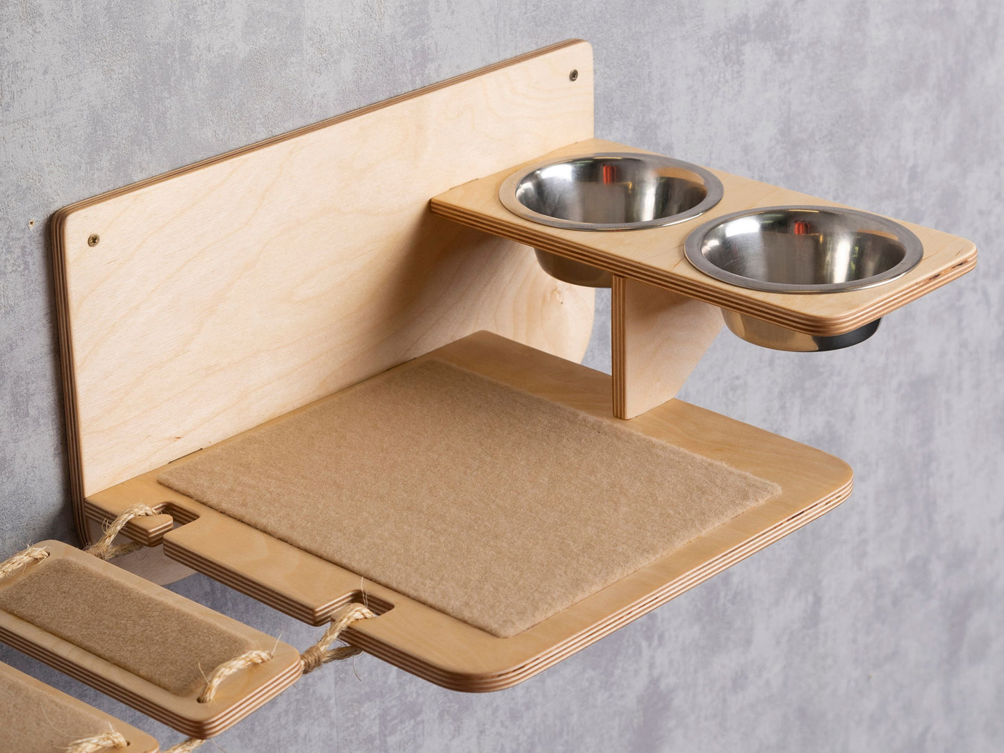 cat accessories - cat feeding station, ladder shelf, cat bridge, color clear