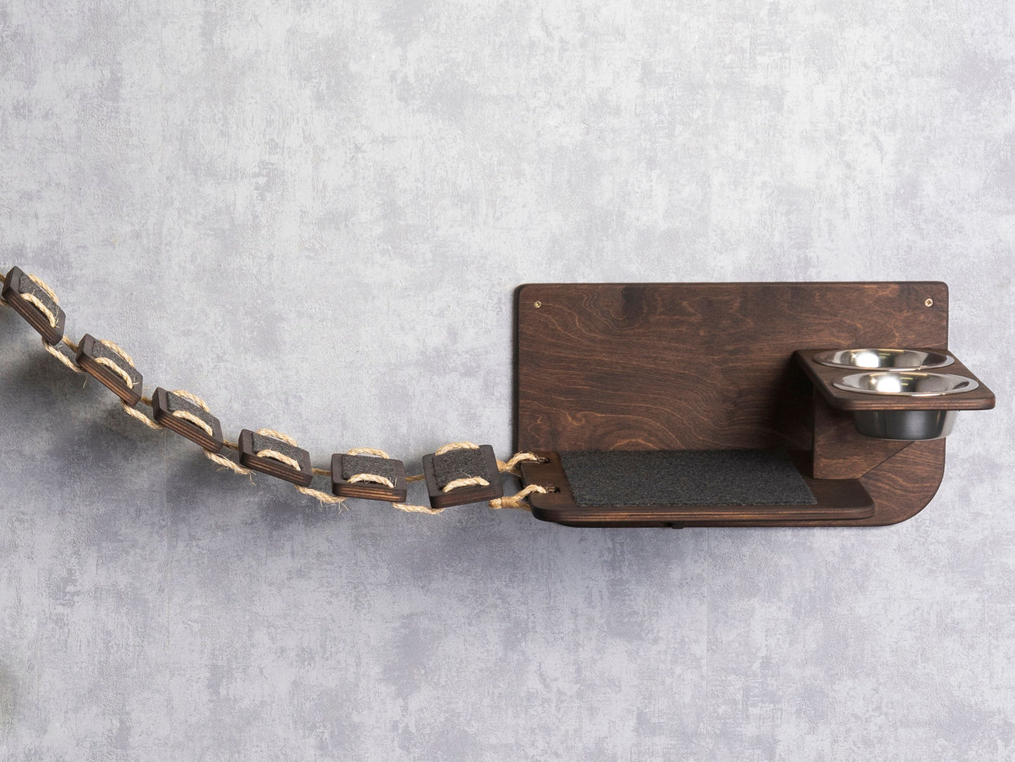 cat shelf, ladder shelf, cat food bowl, cat feeding station, slow feeder cat bowl