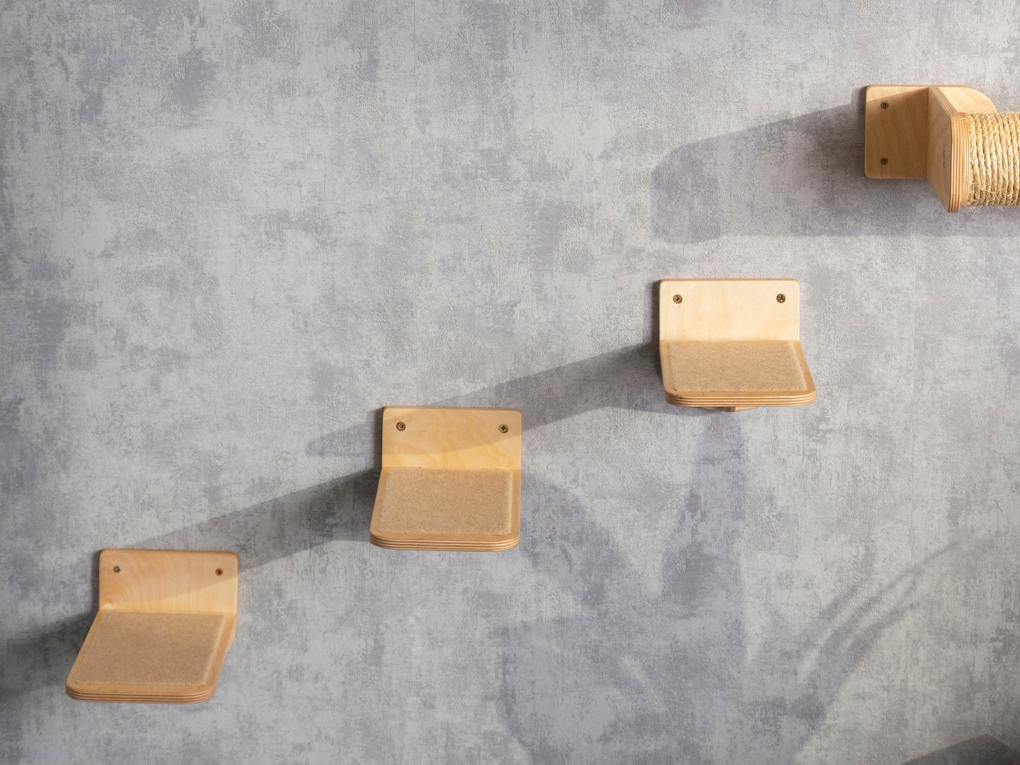 floating shelf, pet steps, cat wall shelves