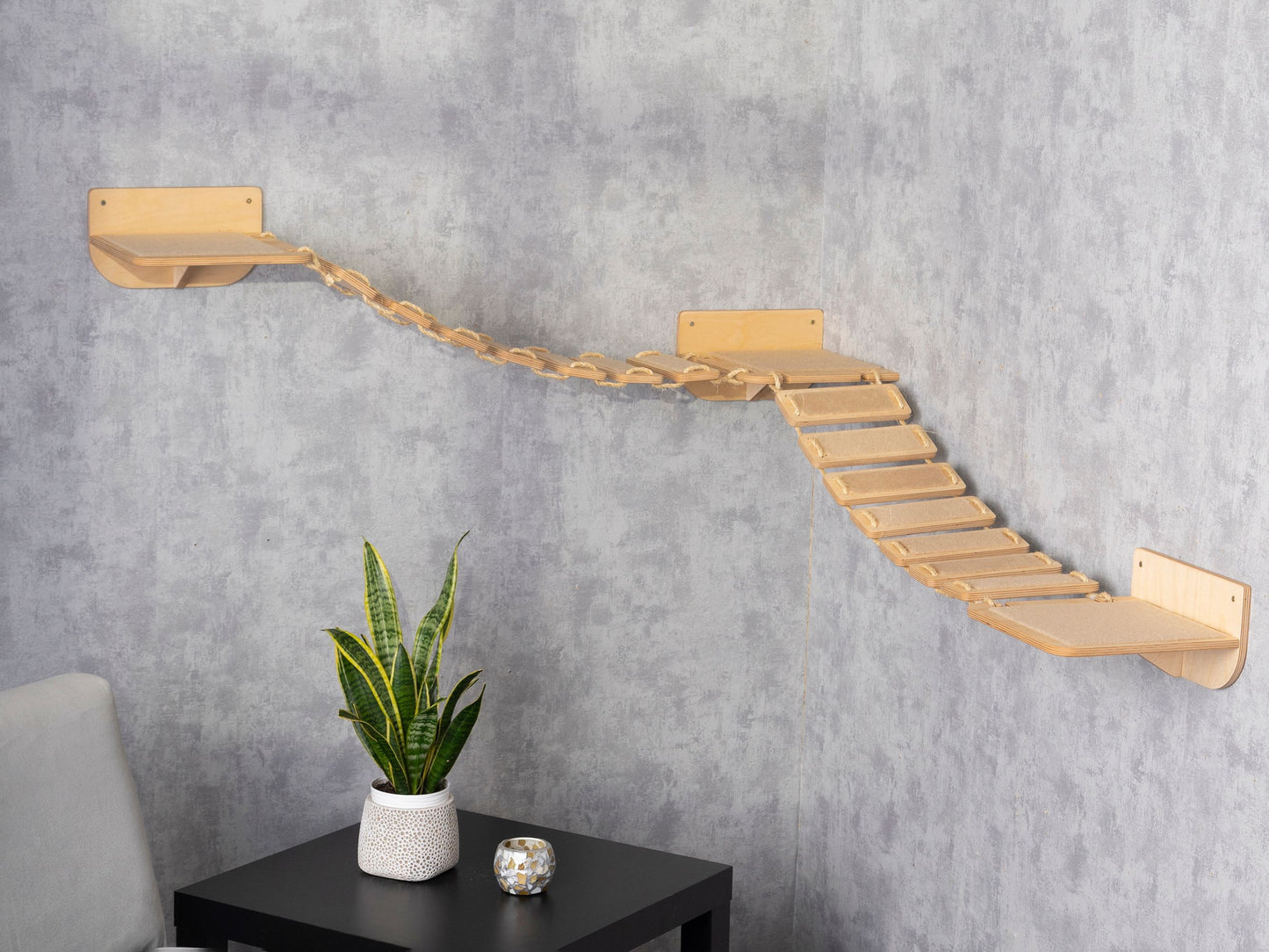 wall shelves, cat bridge, cat climbing wall, naturel color