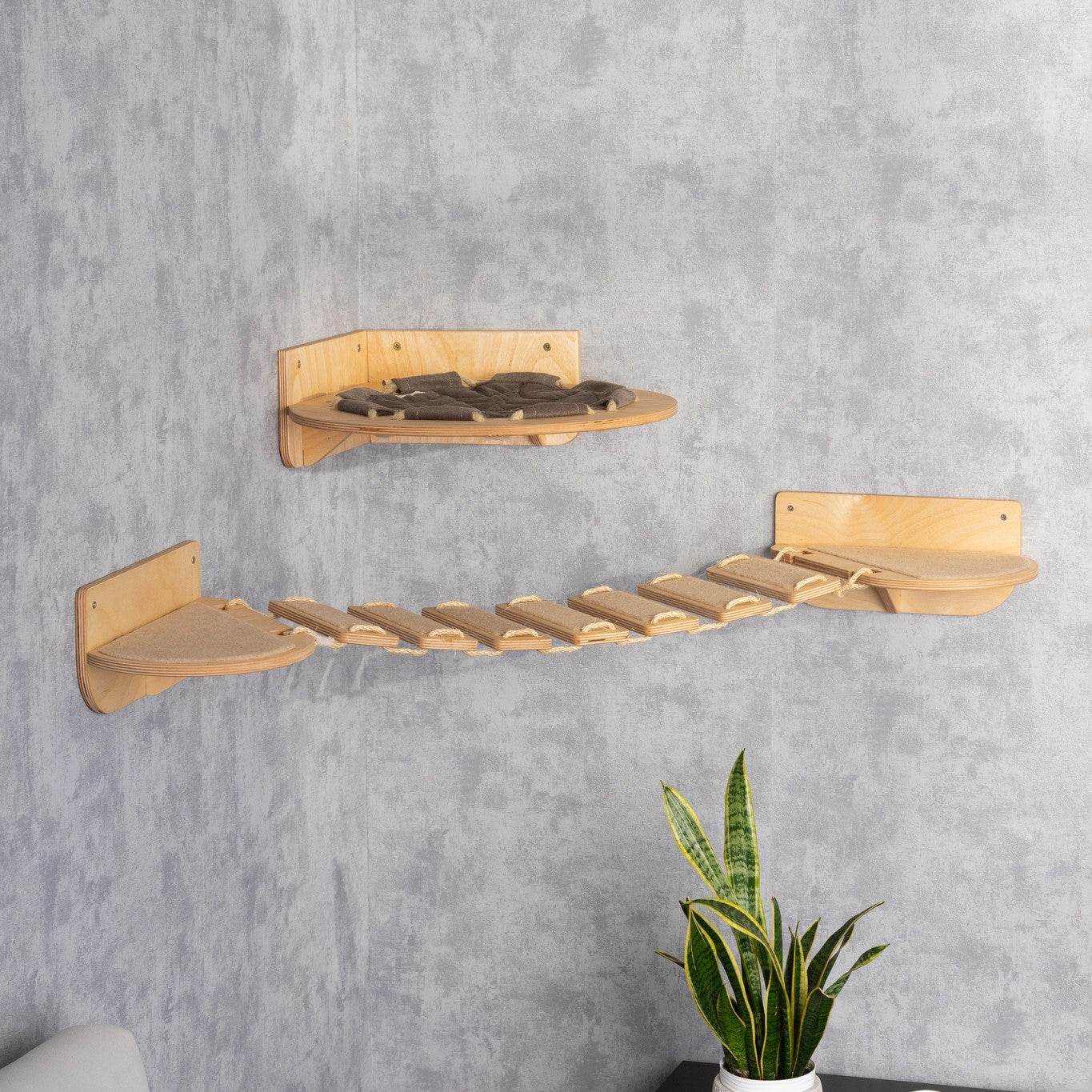 cat wall furniture - cat hammock,cat bridge, cat shelves for wall, cat climbing wall, color cltar