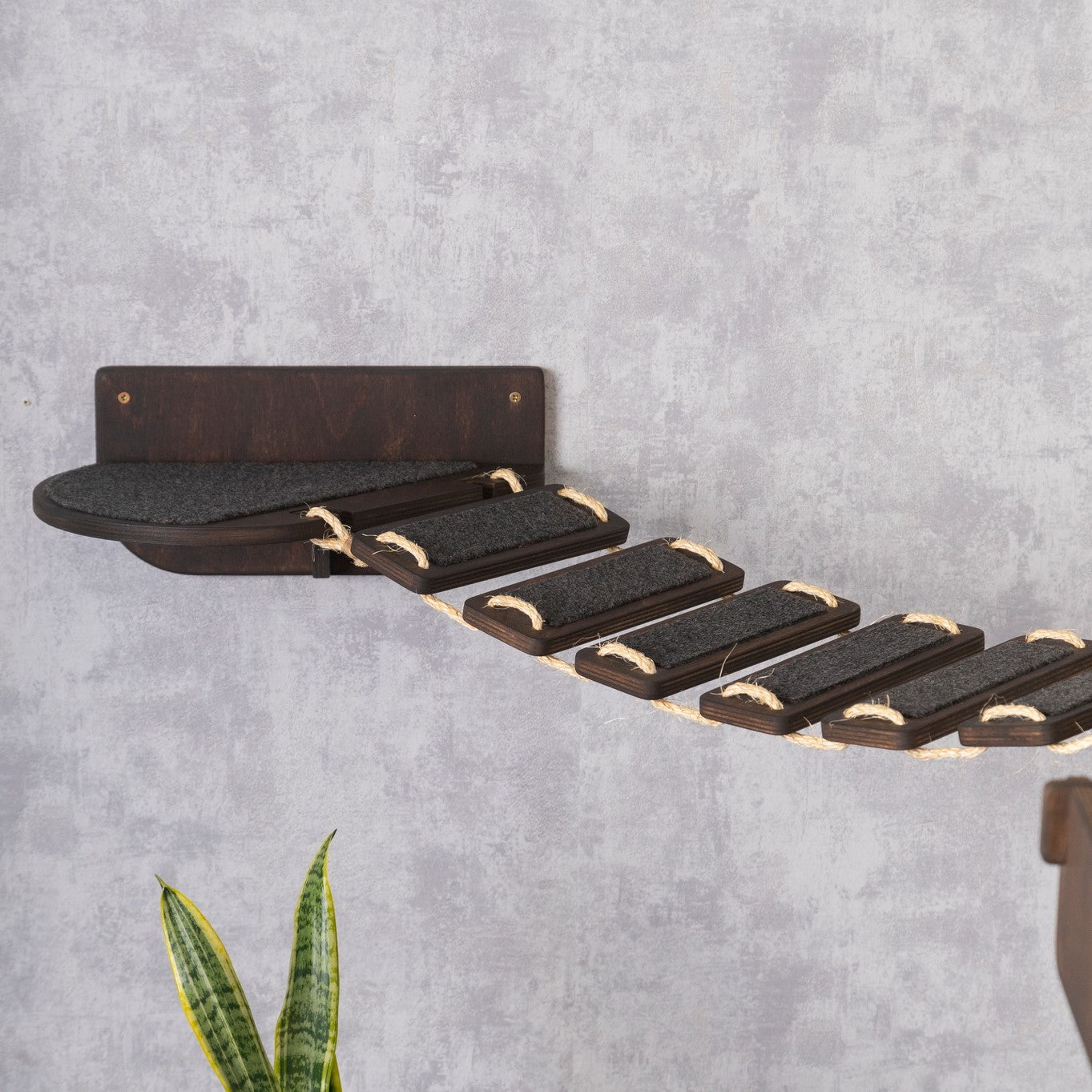 cat wall shelf, cat bridge, cat walkway, color wenge, front view