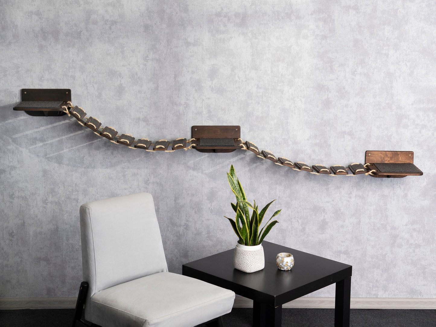 modern cat furniture, wall shelves, pet steps, cat steps for wall, cat bridge, cat climbing wall, color wenge