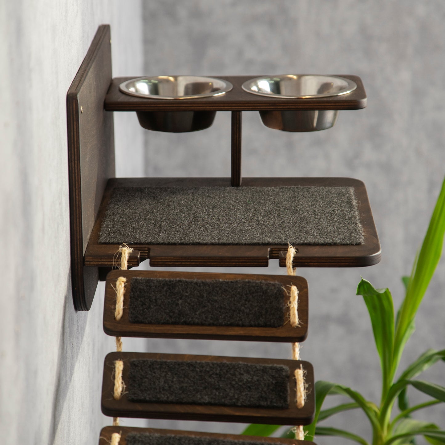 cat feeder, cat walkway, cat feeding station, cat wall shelf