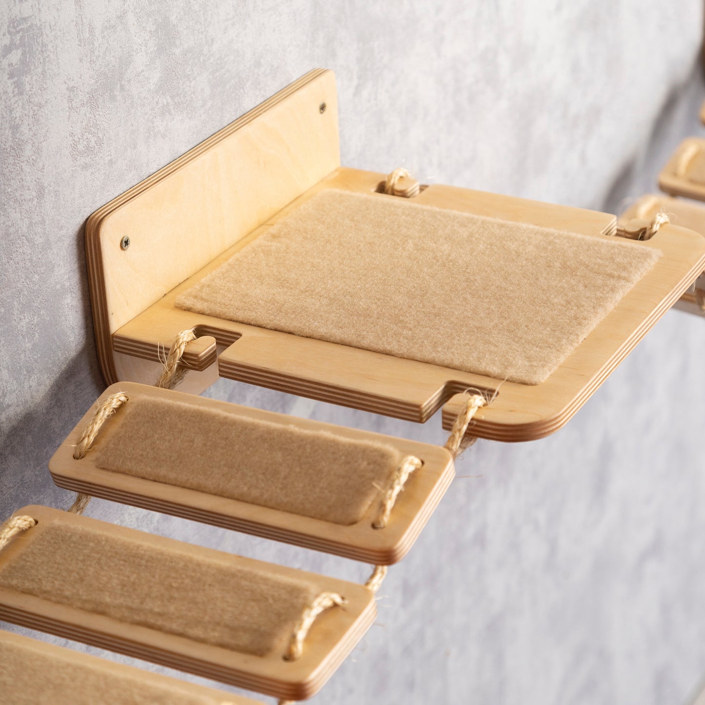 cat accessories, ladder shelf, floating shelf, cat perch, cat bridge, color clear, left side