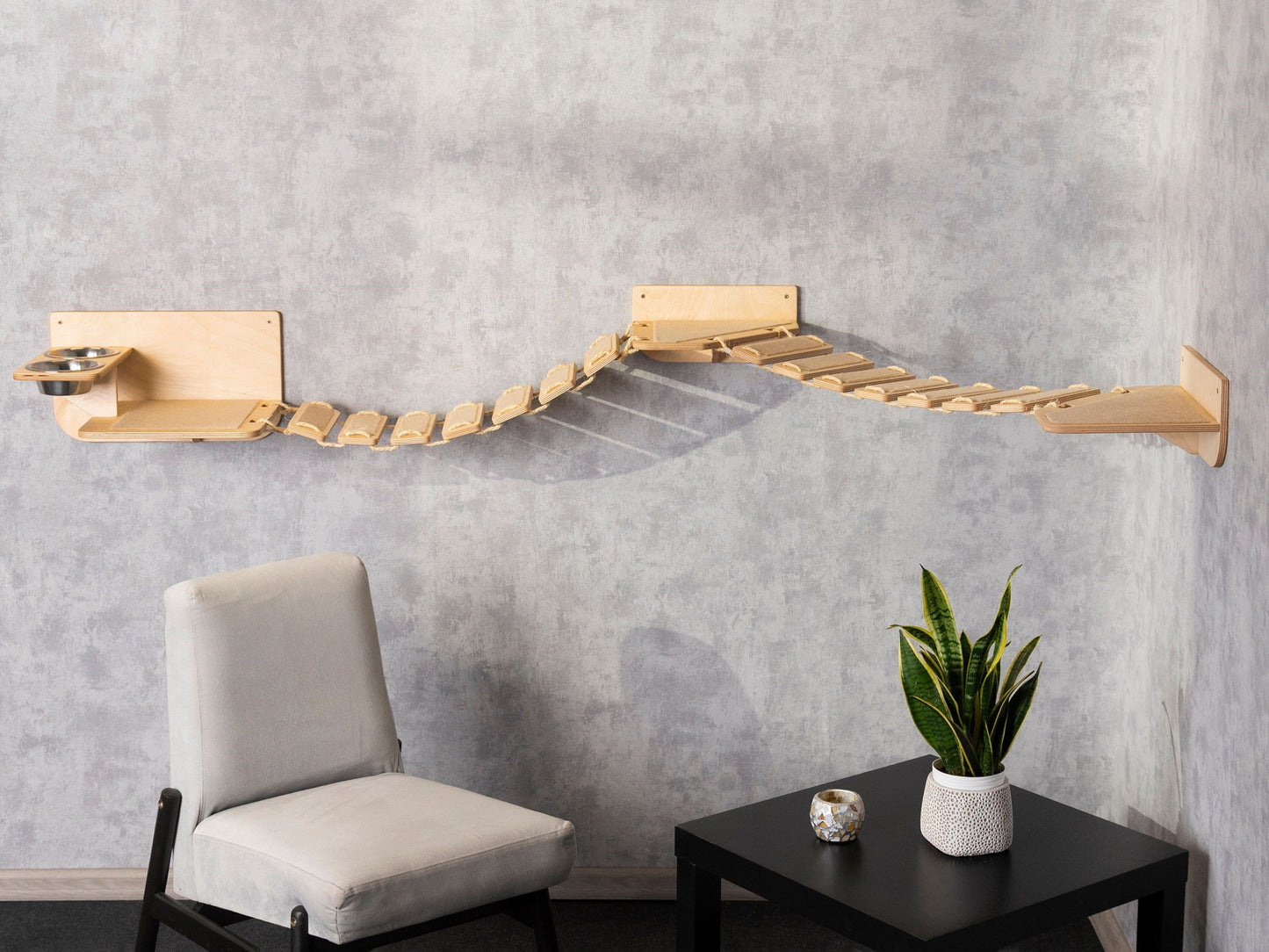 cat shelves wall, slow feeder cat bowl, cat bridge