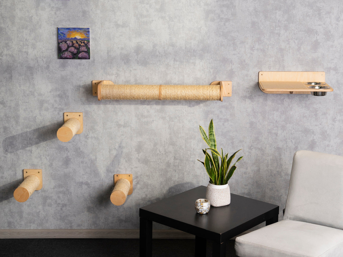 cat furniture for large cats, slow feeder cat bowl, scratching post for cats, wall shelves, cat steps for wall