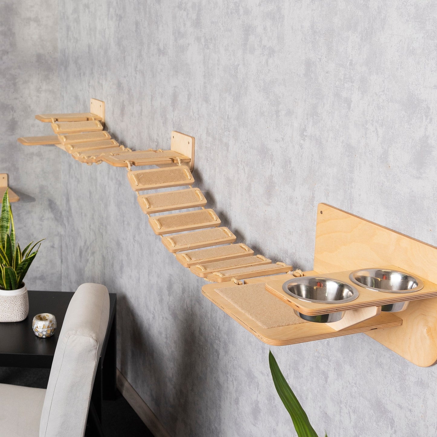 cat slow feeder, cat perch, cat wall shelf, cat steps for wall, cat feeding station, cat bridge