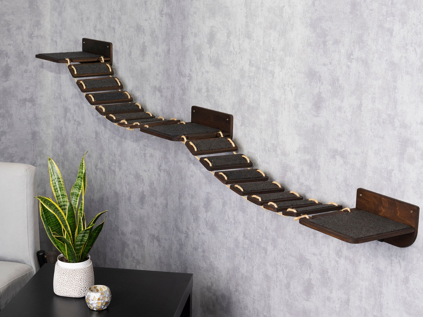 wood cat tower, cat furniture wall, cat shelves, wall shelves, cat bridge
