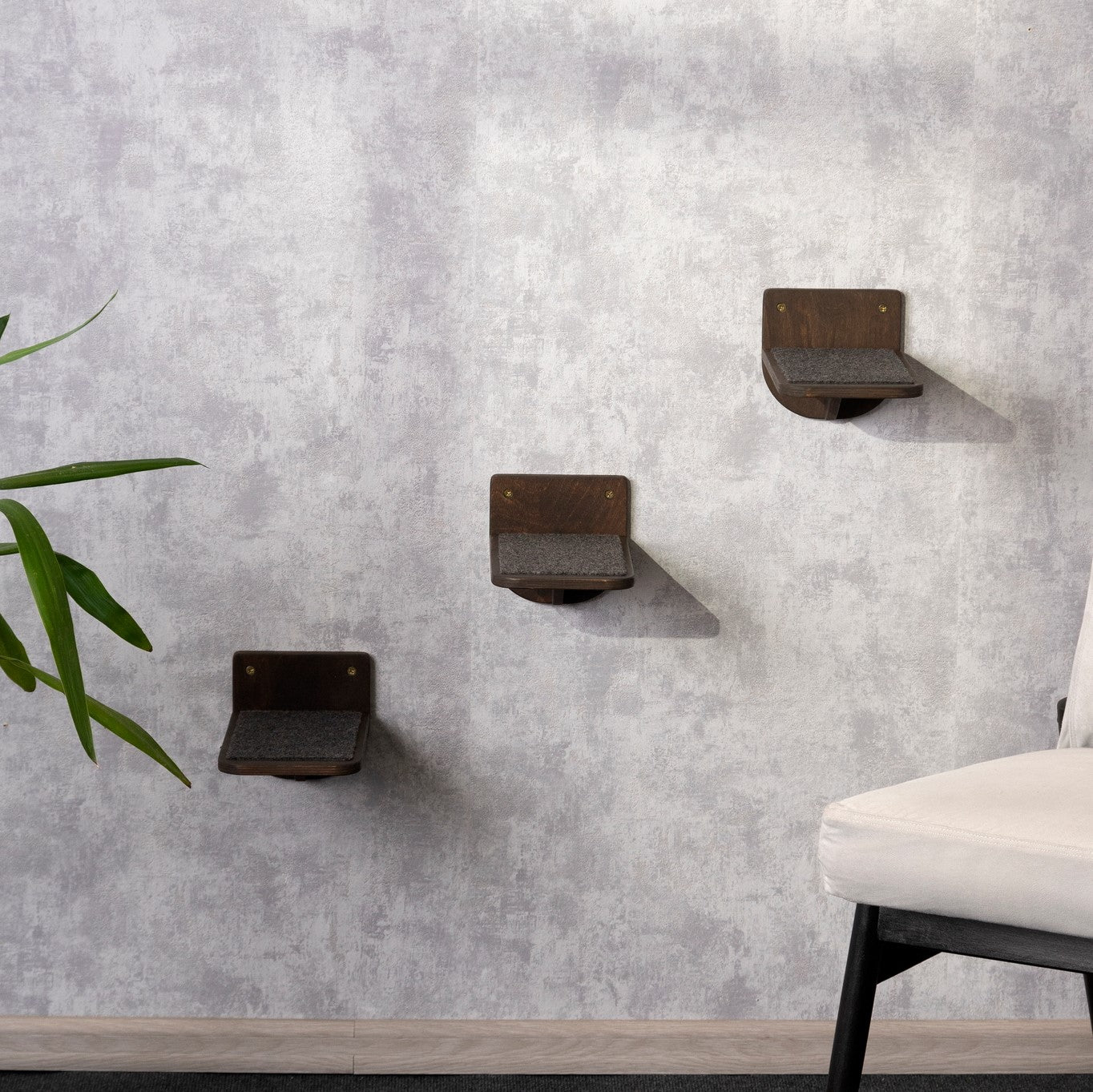 cat steps for wall, cat shelves for wall, color wenge