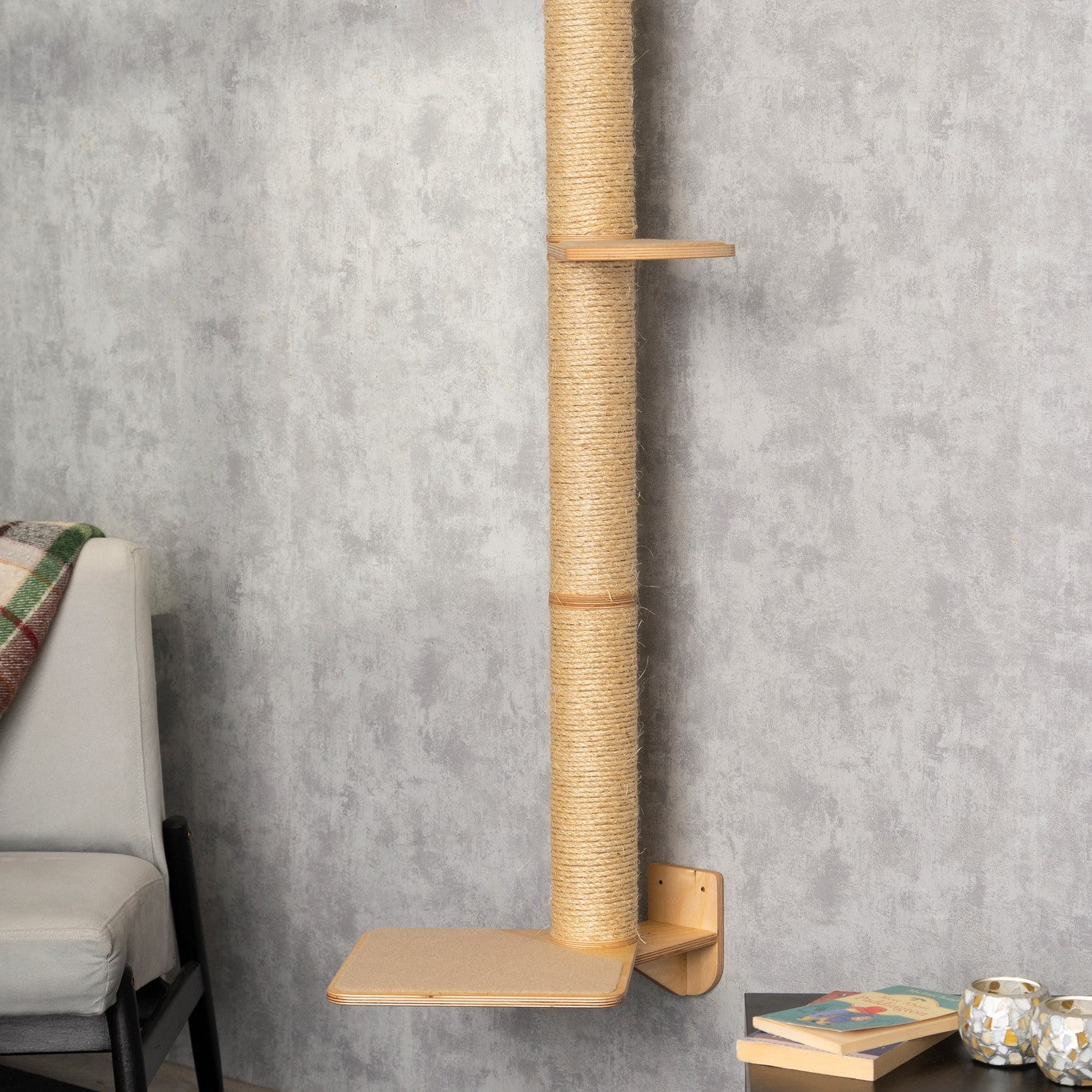 Modern Cat Scratching Post with Stylish Cat Shelves - Perfect for Play and Perching