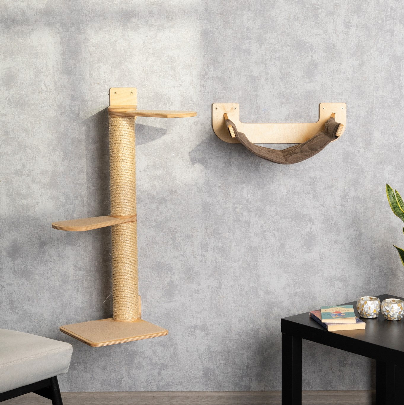 Modern Cat Tree with Cozy Hammock and Stylish Shelves - Perfect Furniture for Your Feline Friend