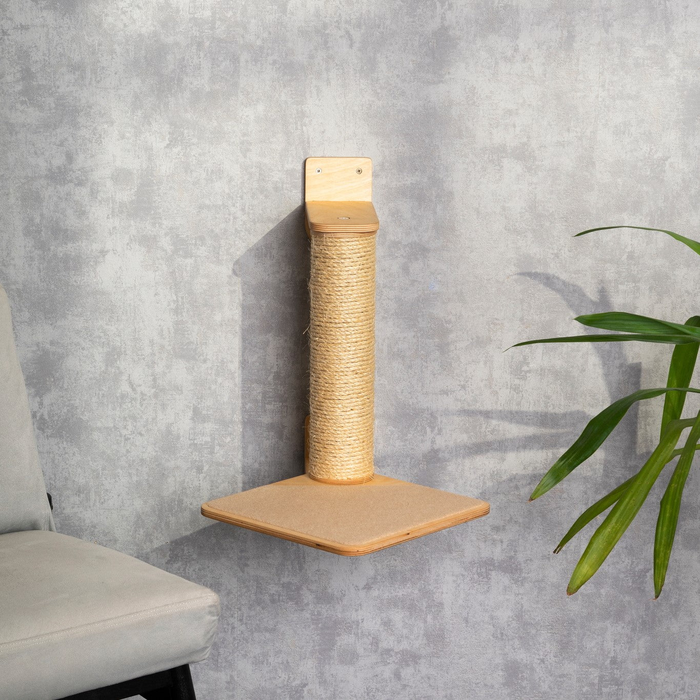 Scratching post with removable shelf for the perfect pet