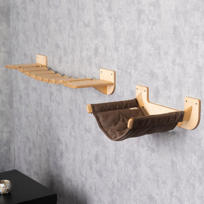 Stylish Cat Bridge: Multi-Level Cat Shelf with Cozy Hammock for Feline Fun