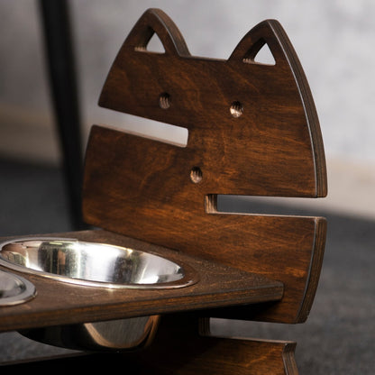 Elevated Cat Feeding Station: Eco-friendly Plywood Cat Feeder for Style and Functionality