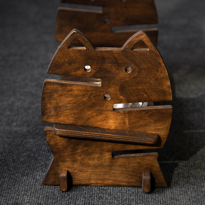 Elevated Cat Feeding Station: Eco-friendly Plywood Cat Feeder for Style and Functionality