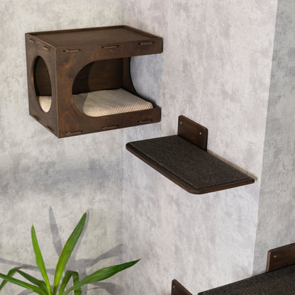 Stylish Cat Wall Houses with Integrated Steps - Create a Vertical Playground for your Feline Friend!