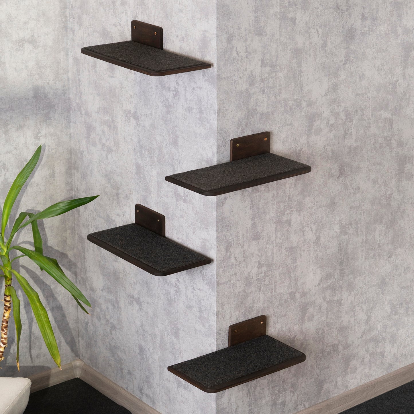 Handcrafted Floating Cat Shelves - Stylish and Space-Saving Wall Mount Furniture for Your Feline Friend