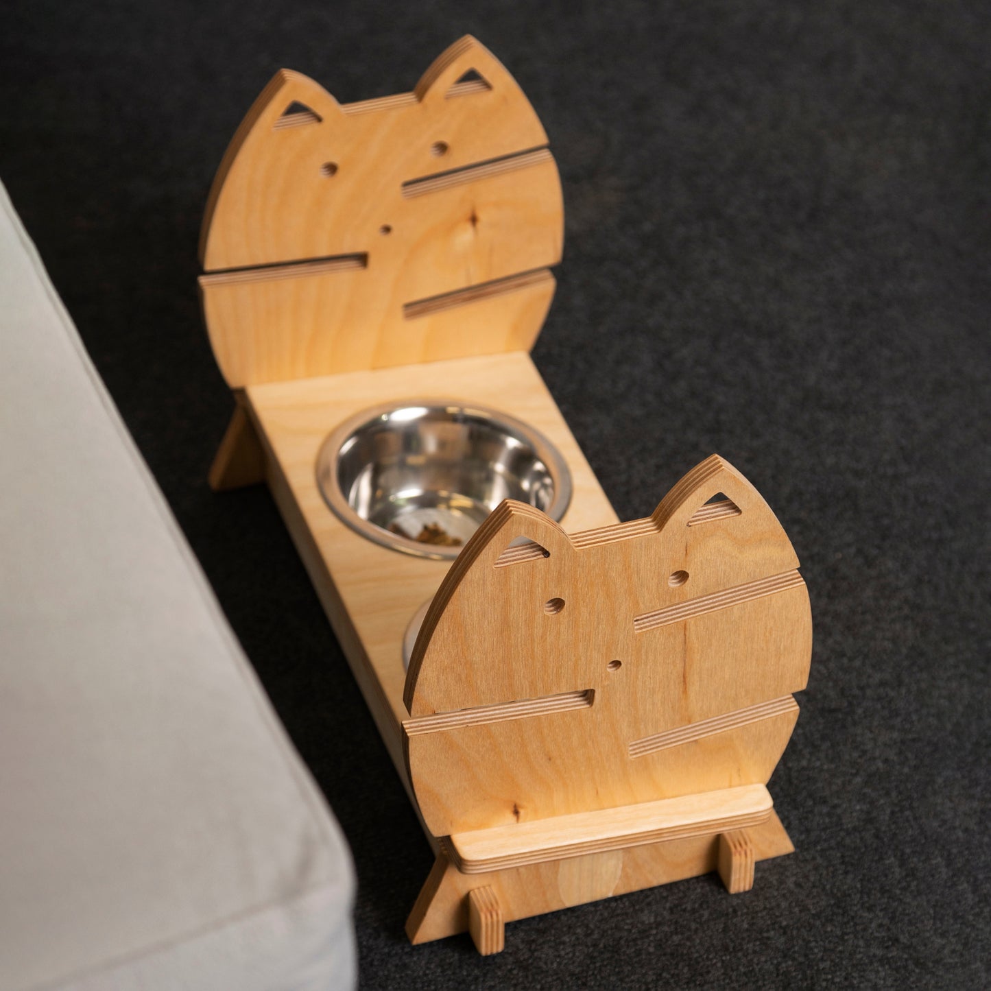 Elevated Cat Feeding Station: Eco-friendly Plywood Cat Feeder for Style and Functionality