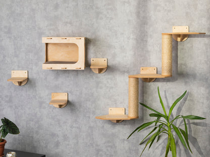 Playful Paws Cat Wall House - Interactive Cat Tree with Cozy Hideaway and Climbing Steps