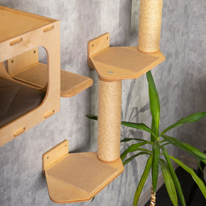 Playful Paws Cat Wall House - Interactive Cat Tree with Cozy Hideaway and Climbing Steps