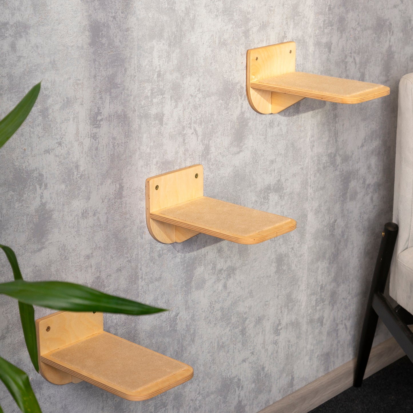 Handcrafted Floating Cat Shelves for Climbing and Perching