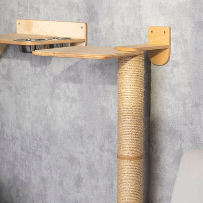 Stylish Cat Tree and Feeder Combo with Bridge - Perfect for Your Feline Friend