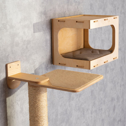 Stylish Cat Tree and Cat House Combo - Perfect Lounging Spot for Your Feline Friends