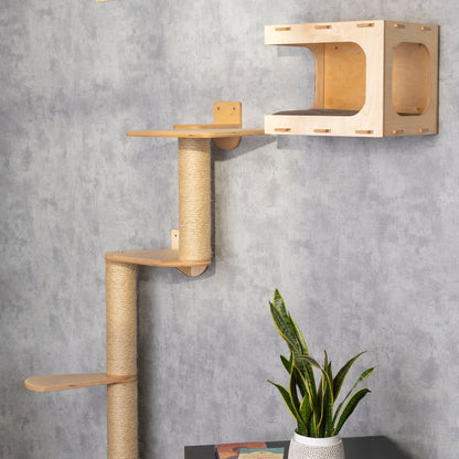 Stylish Cat Tree and Cat House Combo - Perfect Lounging Spot for Your Feline Friends