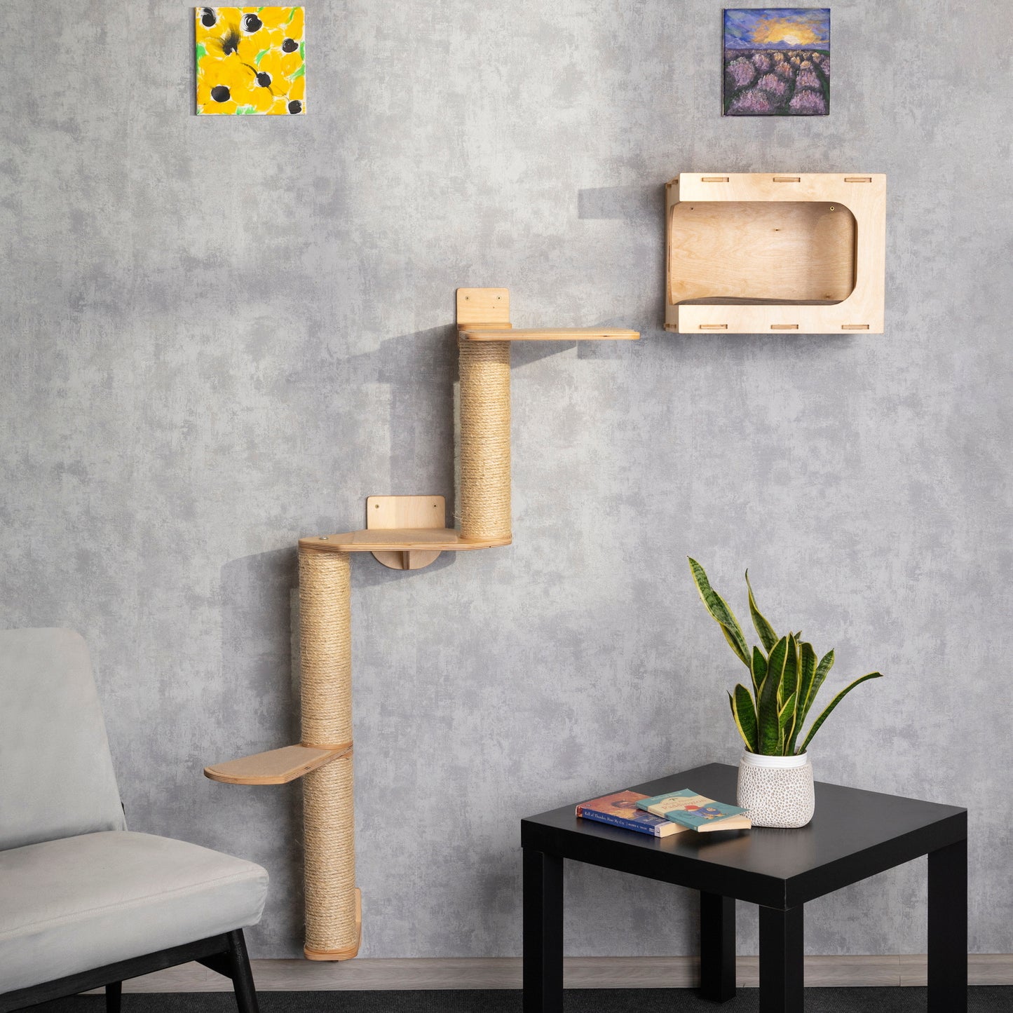 Stylish Cat Tree and Cat House Combo - Perfect Lounging Spot for Your Feline Friends