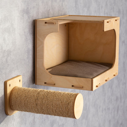 Handmade Cat House with Sisal Step and Scratching Post - Perfect Retreat for Your Feline Friend