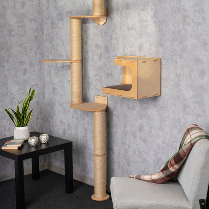 Stylish Cat Tree and Cat House Combo - Perfect Lounging Spot for Your Feline Friends