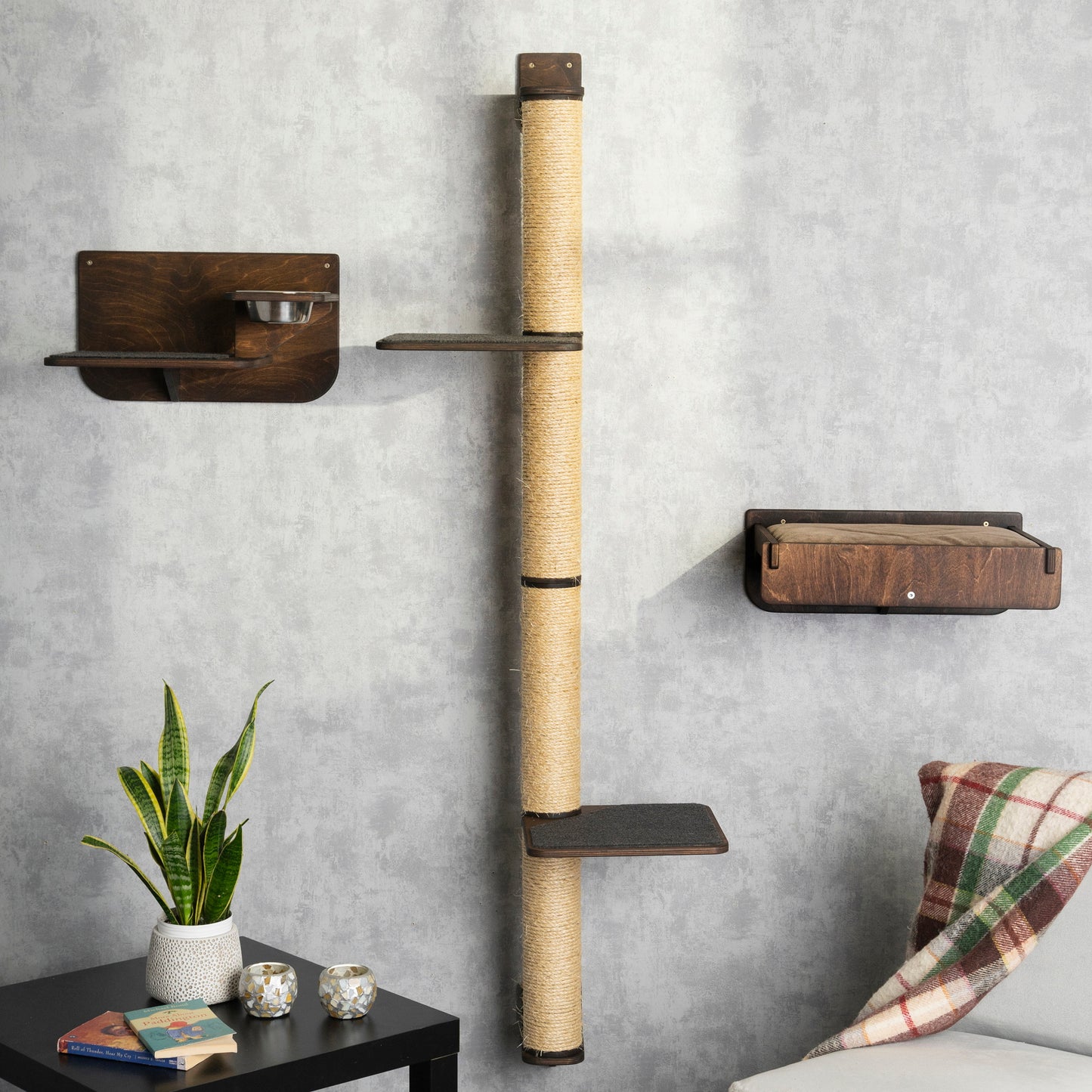 Multi-Level Cat Tree with Cozy Bed and Convenient Feeder