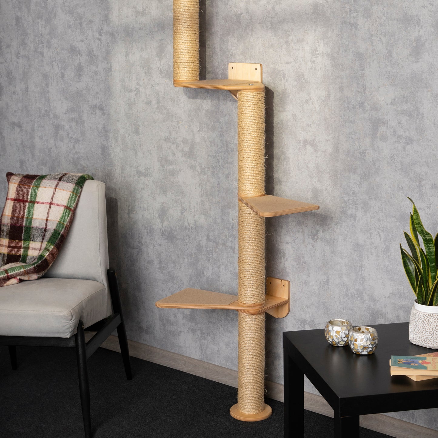 Stylish Cat Tree & Cat Shelves with Built-in Cozy Bed - A Space-Saving Solution for Your Feline Friend