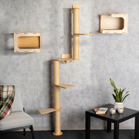 Modern Cat Tree with Cozy Houses and Stylish Shelves - Perfect Furniture for Your Feline Friend