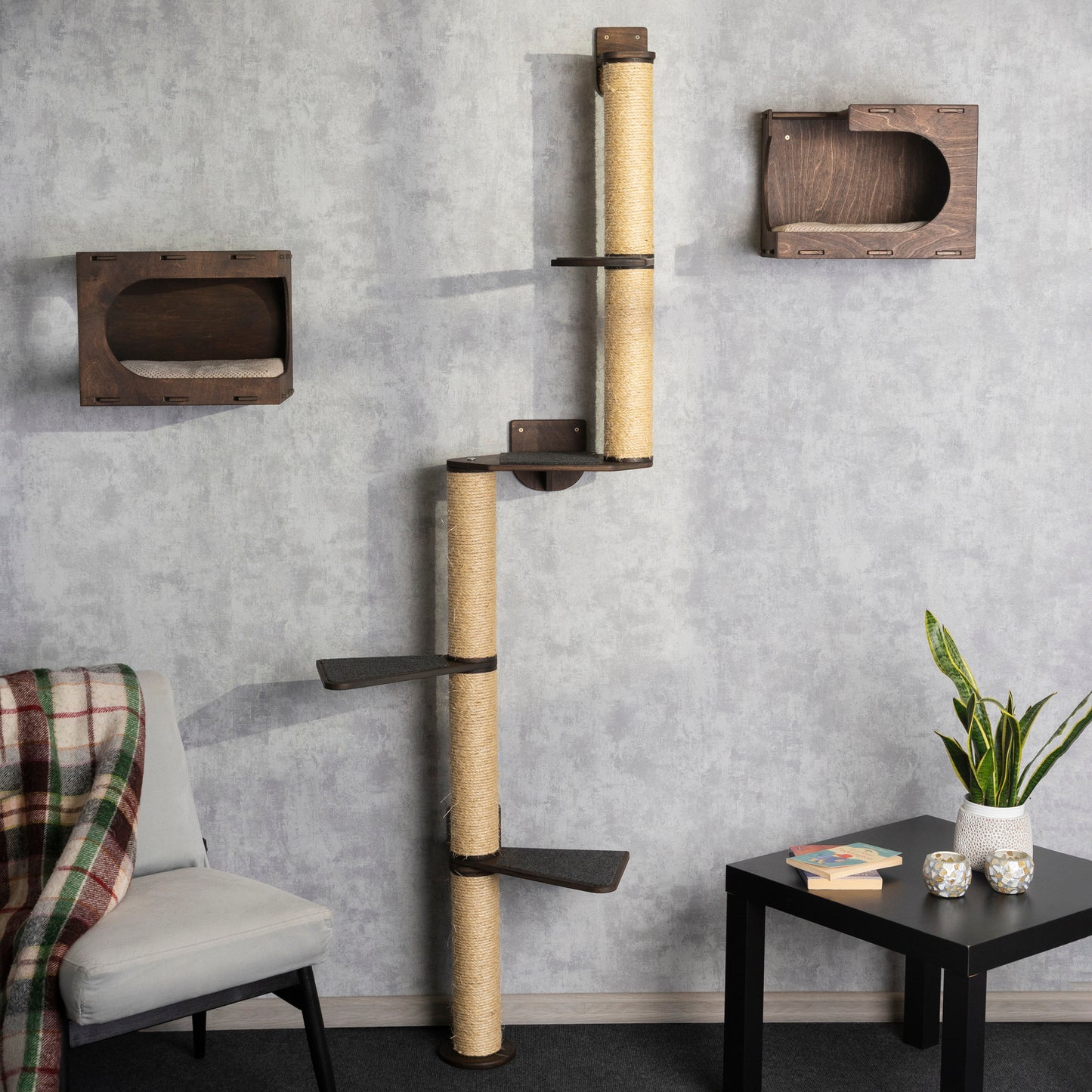 Modern Cat Tree with Cozy Houses and Stylish Shelves - Perfect Furniture for Your Feline Friend