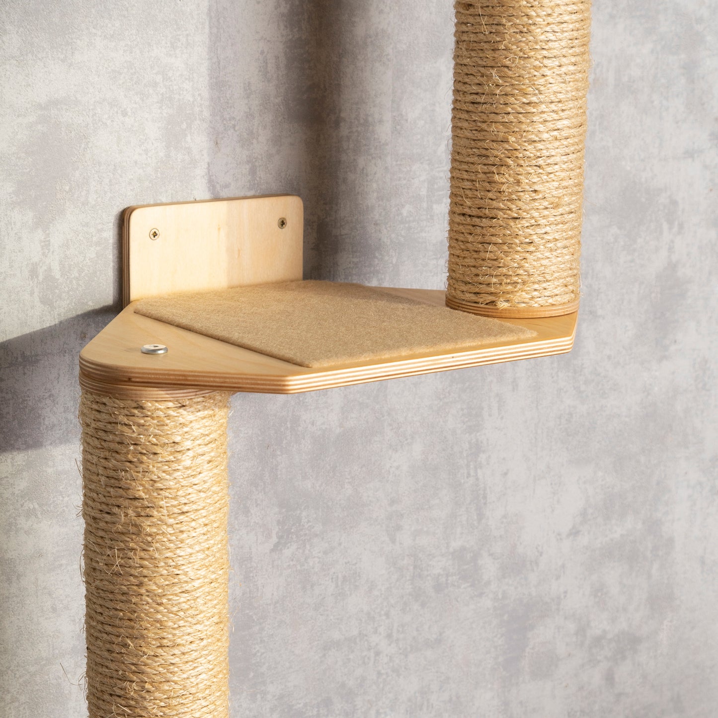 Multi-Level Cat Tree and Bed Combo with Stylish Shelves - Includes Built-in Cat Feeder