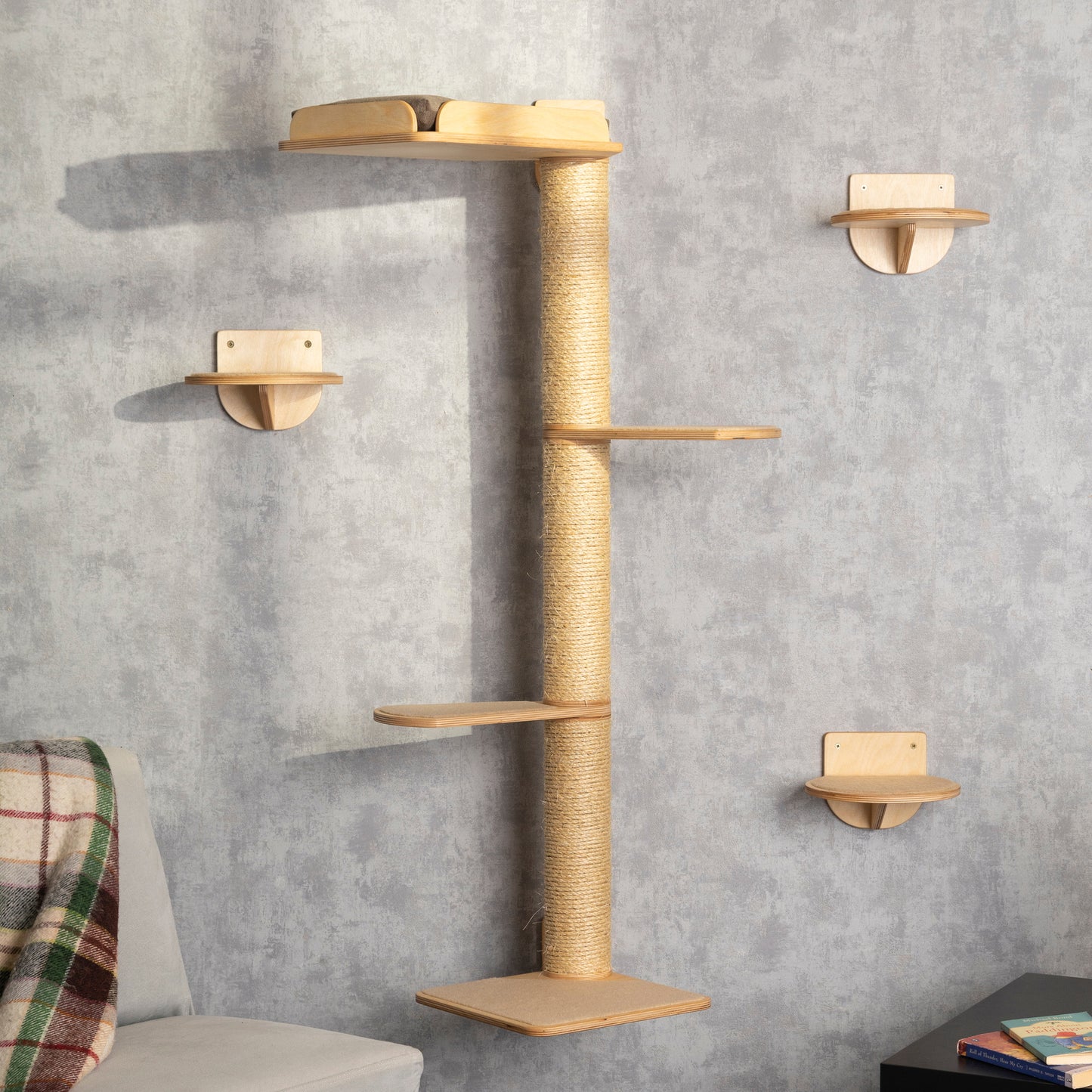 Deluxe Cat Tree Furniture: Multi-Level Shelves with Sisal Steps for Climbing Adventures