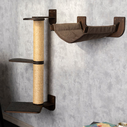 Modern Cat Tree with Cozy Hammock and Stylish Shelves - Perfect Furniture for Your Feline Friend