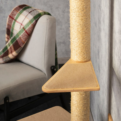 Stylish Cat Tree with Built-in Cozy Bed - A Space-Saving Solution for Your Feline Friend