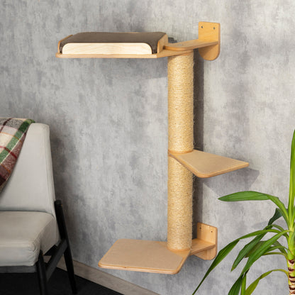 Stylish Cat Tree with Built-in Cozy Bed - A Space-Saving Solution for Your Feline Friend