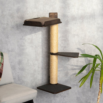 Stylish Cat Tree with Built-in Cozy Bed - A Space-Saving Solution for Your Feline Friend