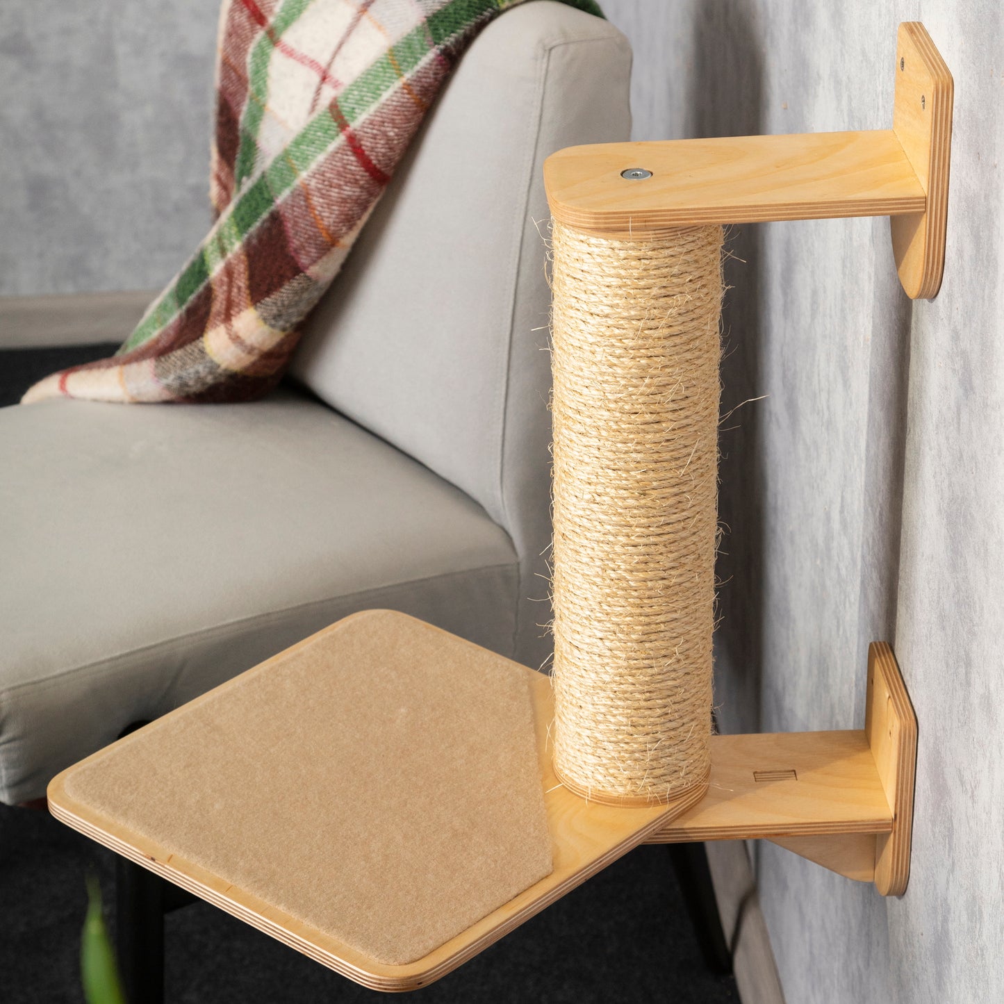 Scratching post with removable shelf for the perfect pet