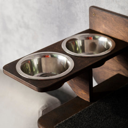slow feeder cat bowl, color wenge, top view