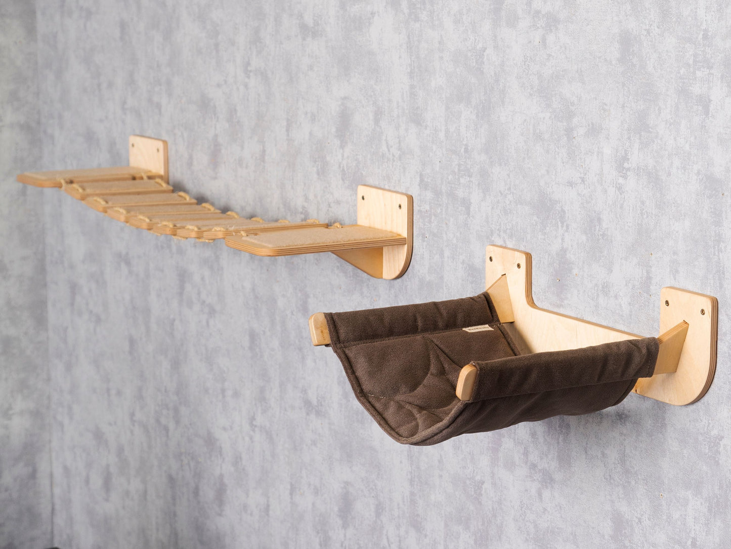 cat hammock, cat bridge, elevated cat bed, wall shelves, wall cat scratcher
