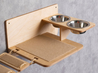 cat accessories - cat feeding station, ladder shelf, cat bridge, color clear
