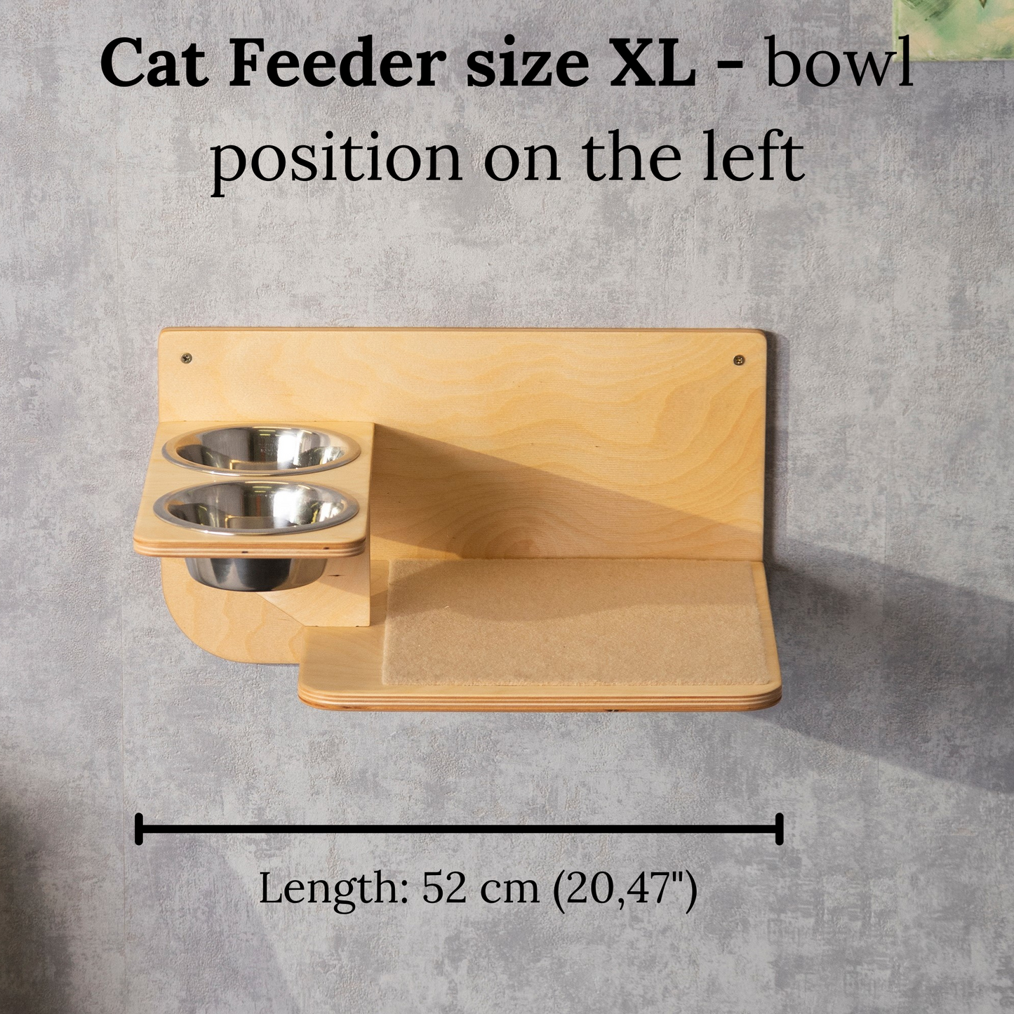 cat feeder, color clear, size XL, front view, left bowl