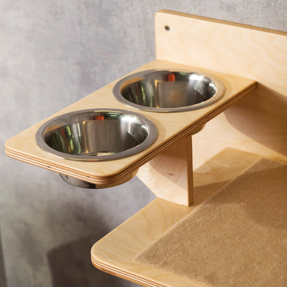 cat wall shelf, cat feeder, top view, color clear