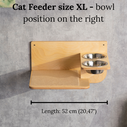 cat feeder, color clear, front view, size XL, right bowl
